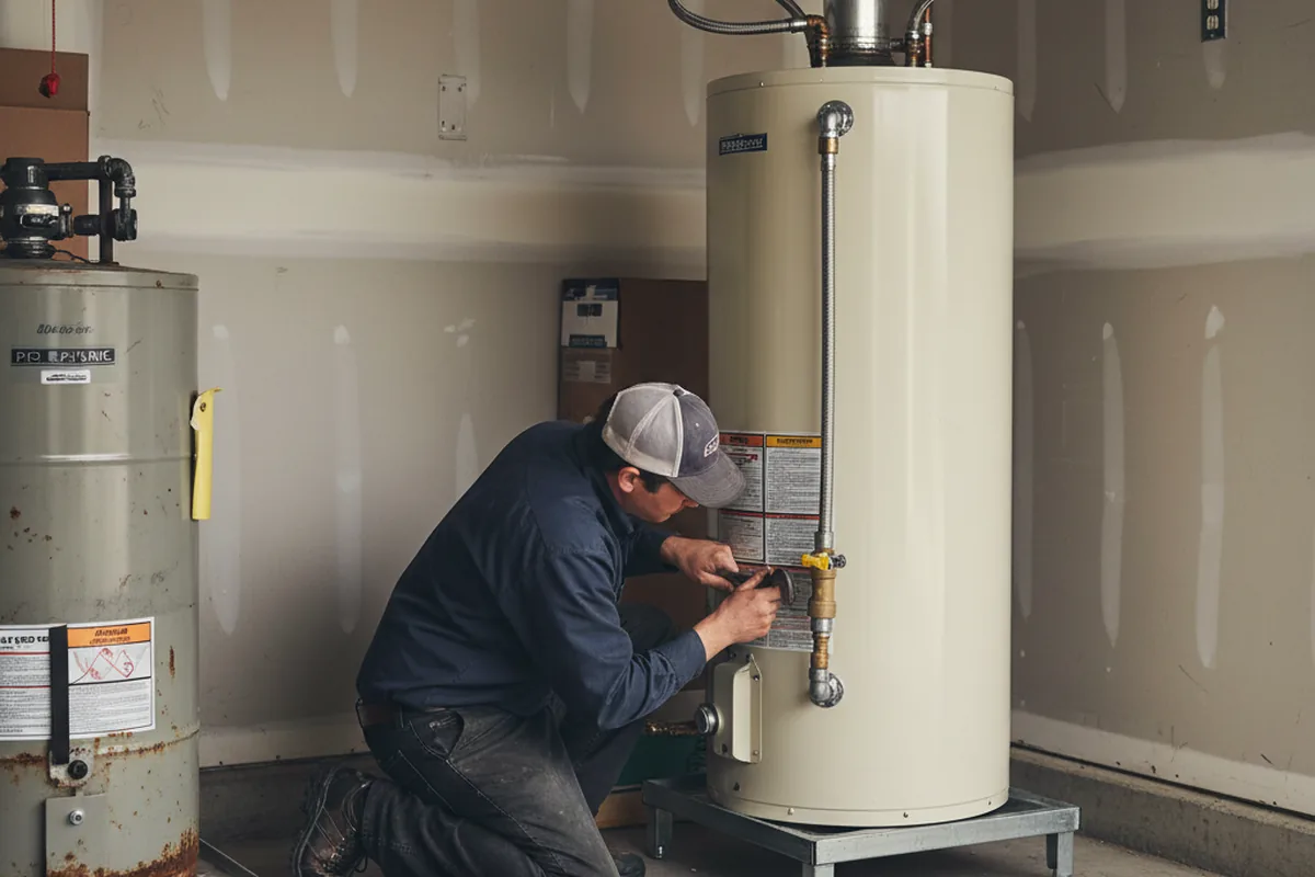 Water heater and shutoff valve replacement in Bates